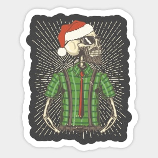 Happy Seasons - Hipster Santa Claus Skeleton Sticker